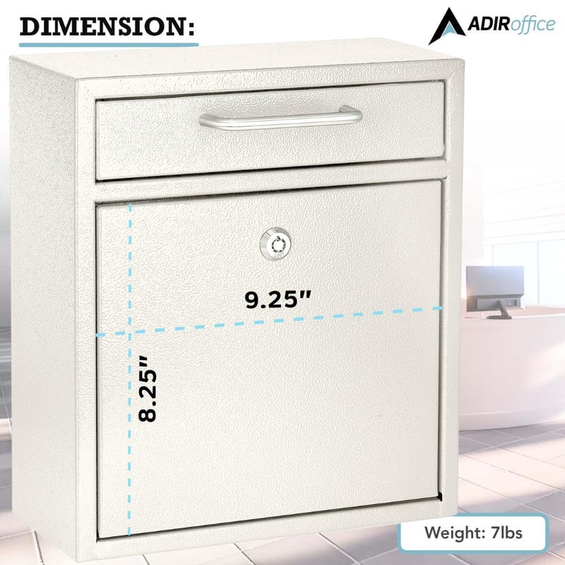 AdirOffice Wall Mount Mailbox - Mailbox with Lock and Keys- Durable Wall Mounted Locking Mailbox and Cash Drop Box for House, Apartments and Bussiness After Hours Deposits - Image 5
